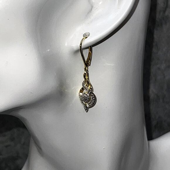 Morgan & Paige 14K Gold & Rhodium Plated CZ Eternity Dangle Earrings - Picture 1 of 3